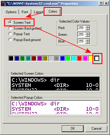 Font color setup