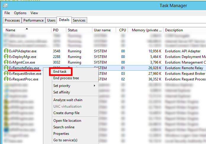 Manually kill Remote Relay in task manager