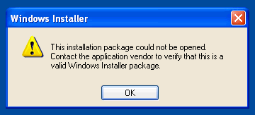 Installer error - bad package