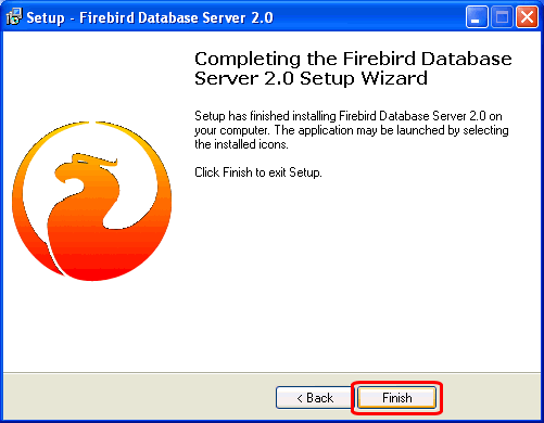 Setup complete dialog