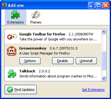 Managing Firefox Addons