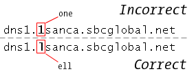 Correct/Incorrect SBC LA nameserver