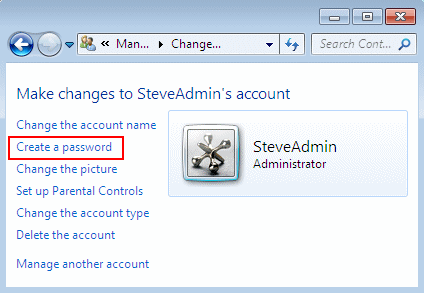 Setting SteveAdmin's password